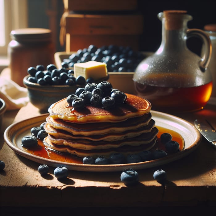 Fluffy Pancakes with Fresh Blueberries