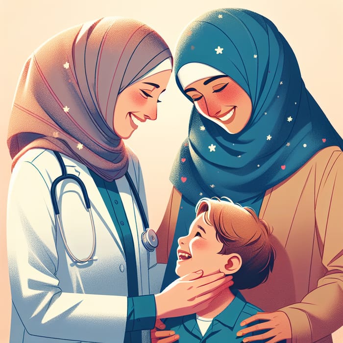 Heartwarming Friendship: Veiled Doctor & Businesswoman with Kids