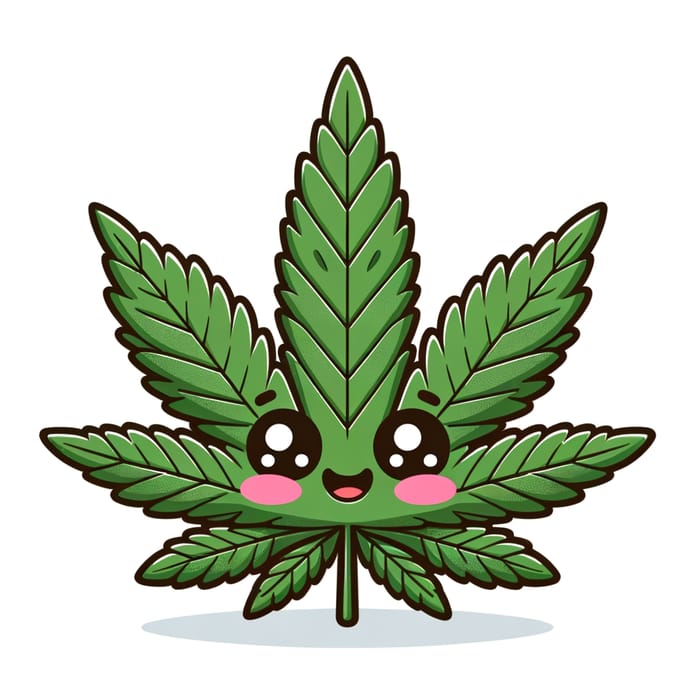 Smiling Kawaii Style Cannabis Leaf Illustration