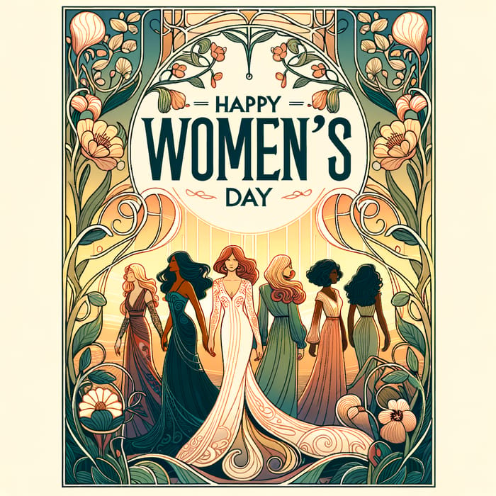 Creative Art Nouveau Women's Day Invitation Illustration