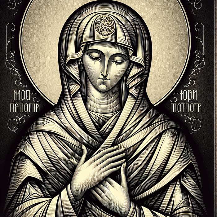Holy Martyr Tatiana Icon in Monochromatic Style