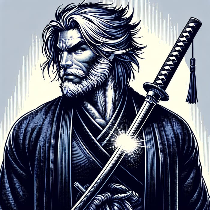 Brawny Middle-Eastern Trickster Samurai with Glowing Eye