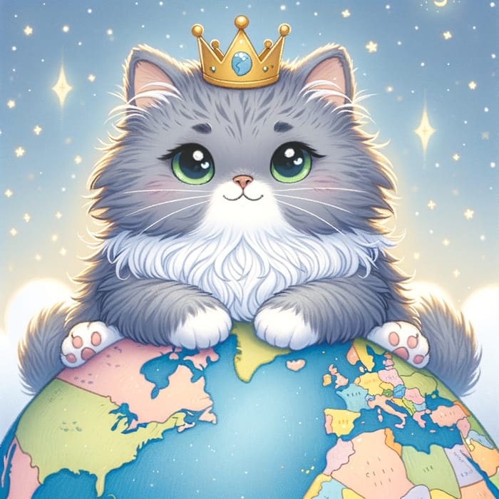 Adorable Cat Conquering the World | Playful Artwork