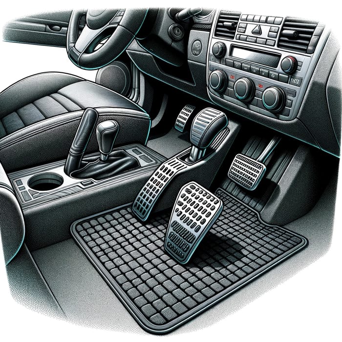 Car Interior with Mat and Pedals
