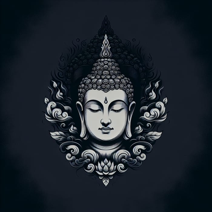 Empowering Buddha: Serene Yet Strong Presence on Rich Dark Background.