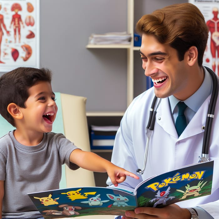 Young Child Talking to Pokémon Doctor