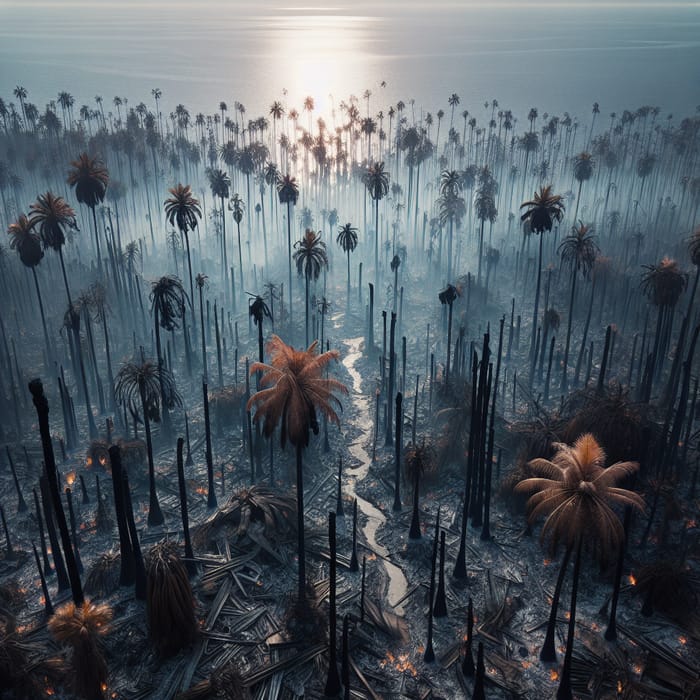 Devastated Paradises: Charred Palm Trees