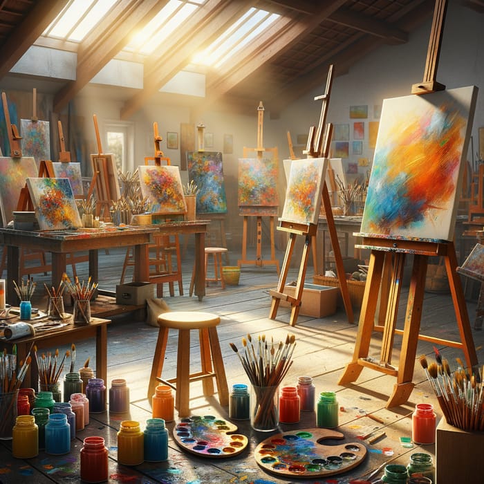 Colorful Art Studio | Creative Easels & Paintbrushes