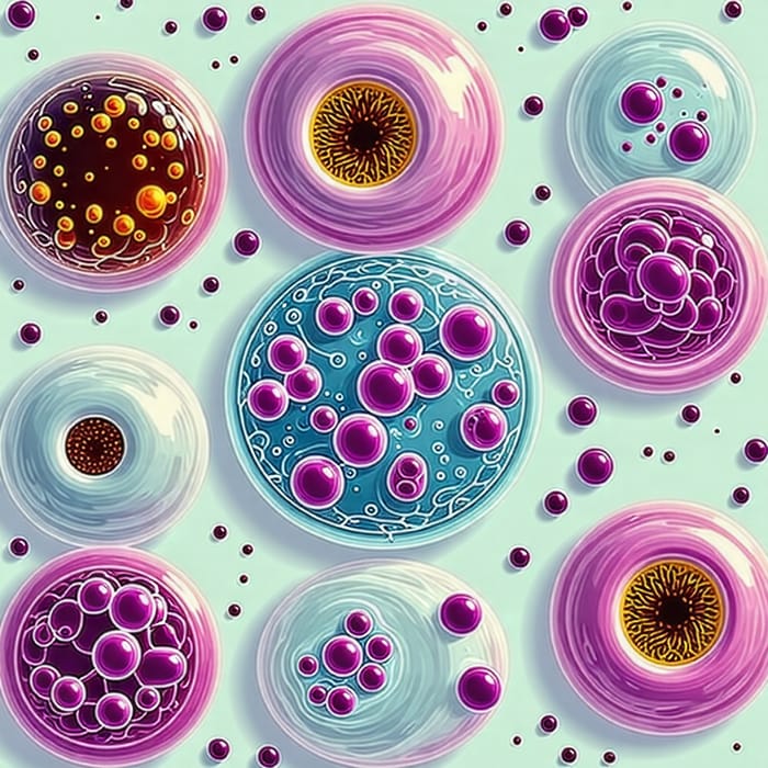 Microscopic Cell Division Stages in Various Cell Types