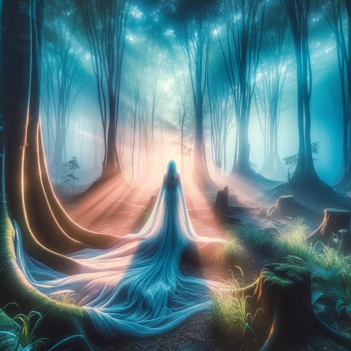 Captivating Figure in Enchanted Forest | Soft Pastel Hues