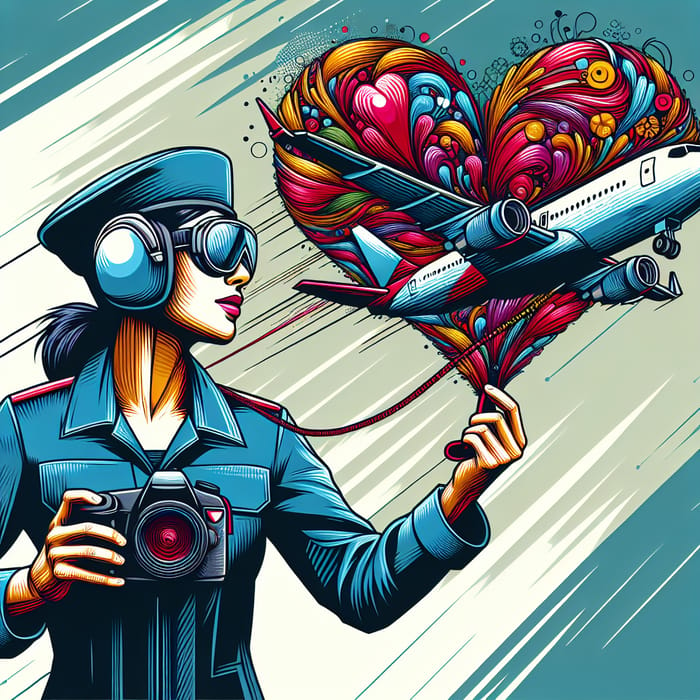 Aviation-Themed Heart Vector Illustration
