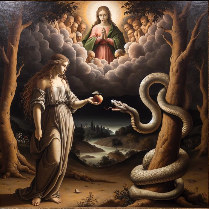 Eve and the Tempting Serpent with Immaculate Conception