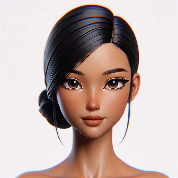 Slick Back Bun Hairstyle in Modern 3D Animation Style