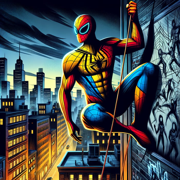 Spiderman Comic: Superhero's Twilight Vigil in Action
