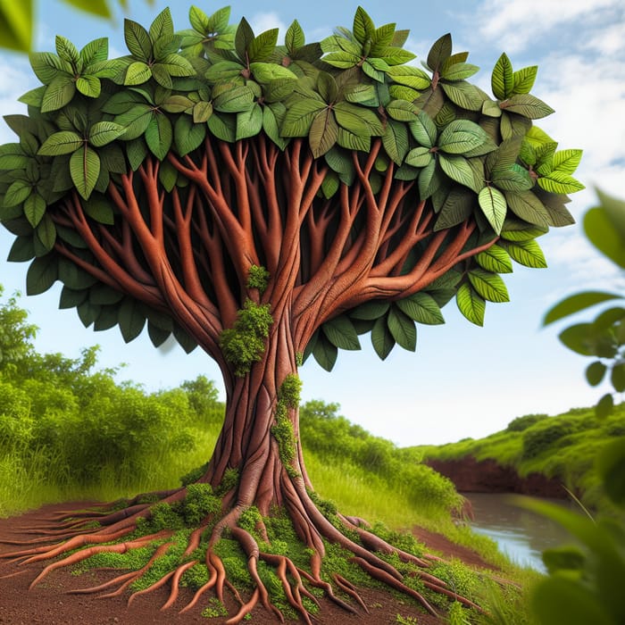 Realistic Leather Tree Sculpture in Natural Setting Realistic Leather Tree Sculpture in Natural Setting