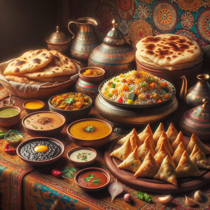 Traditional Indian Food: Biryani, Dal Makhani, Samosas & Naan