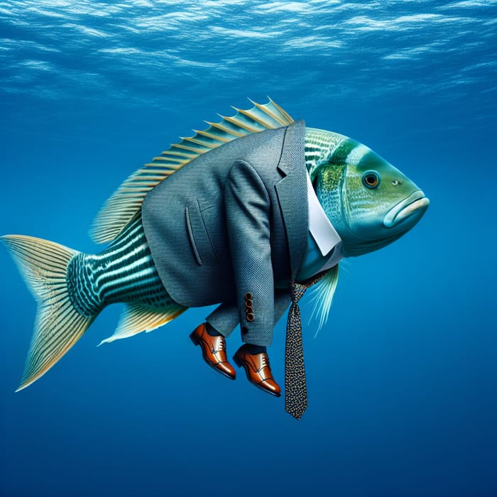 Elegant Fish in Stylish Suit - Underwater Fashion Icon