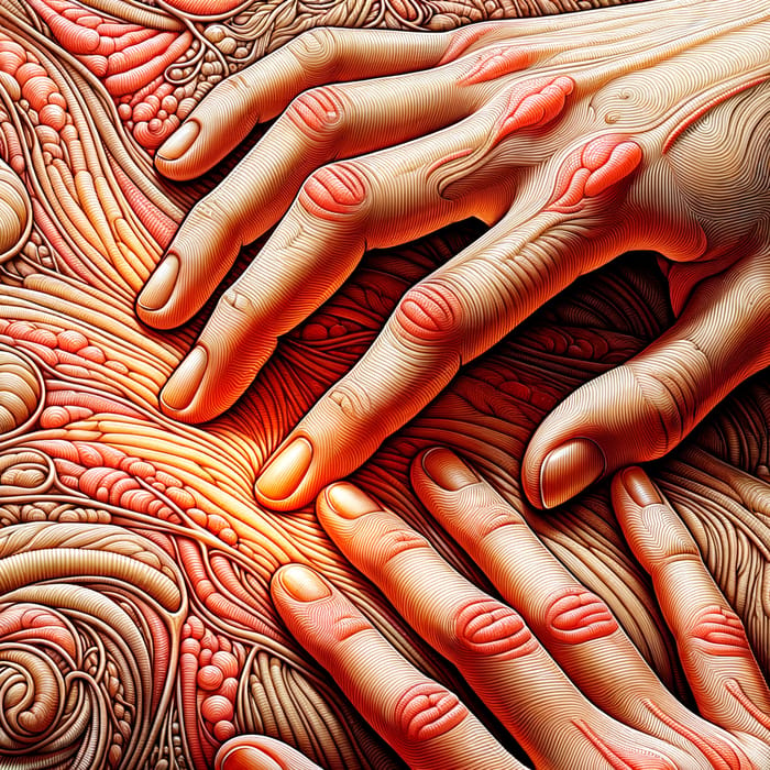 Detailed Hand Touching Skin Illustration