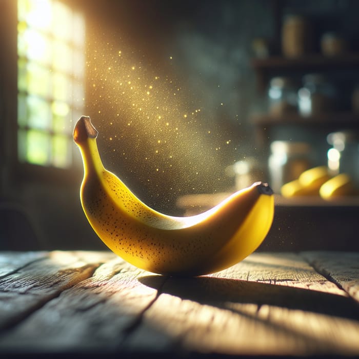 Ripe Banana on Wooden Table