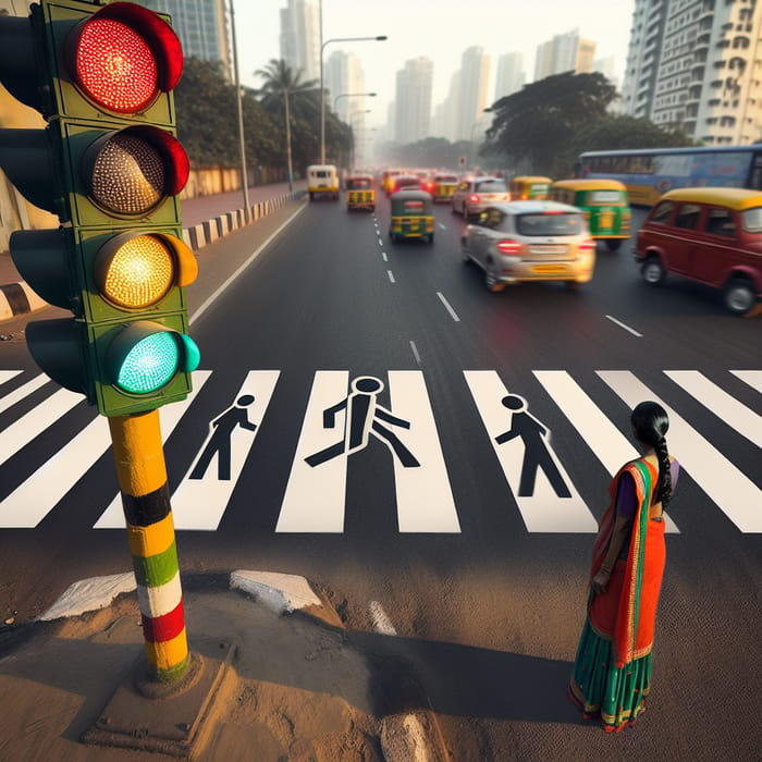 City Crosswalk: Zebra Crossing & Traffic Signal