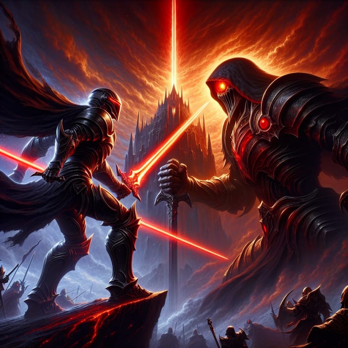 Epic Fantasy Battle: Darth Vader vs. Sauron Artwork