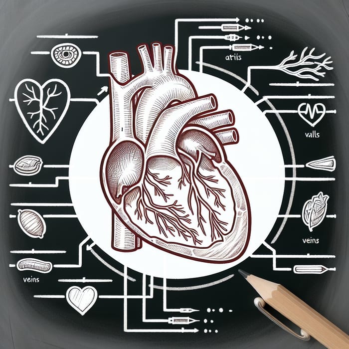 Simple Heart Anatomy Diagram: Atria, Ventricles, Valves, Veins & Arteries