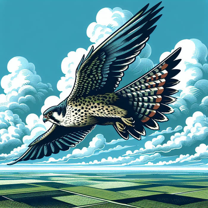 Majestic Falcon Soaring in Azure Sky
