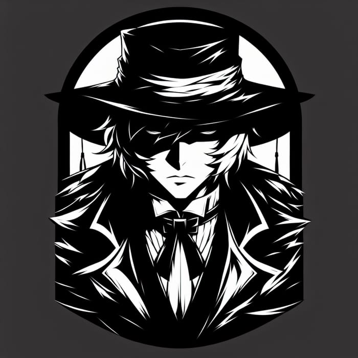 Mysterious Undertaker in Noir-Style and Anime Aesthetic