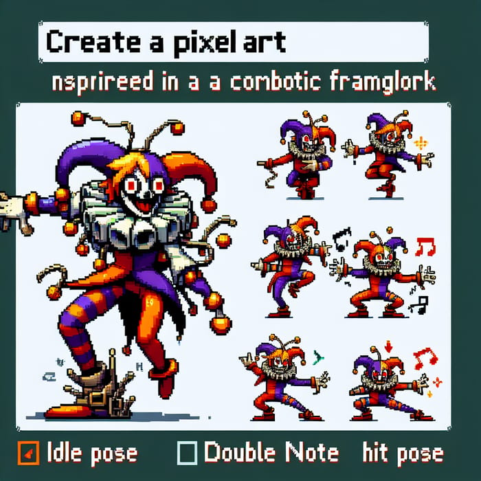 Tricky Madness Combat FNF Sprites - Pixel Art Jester Character