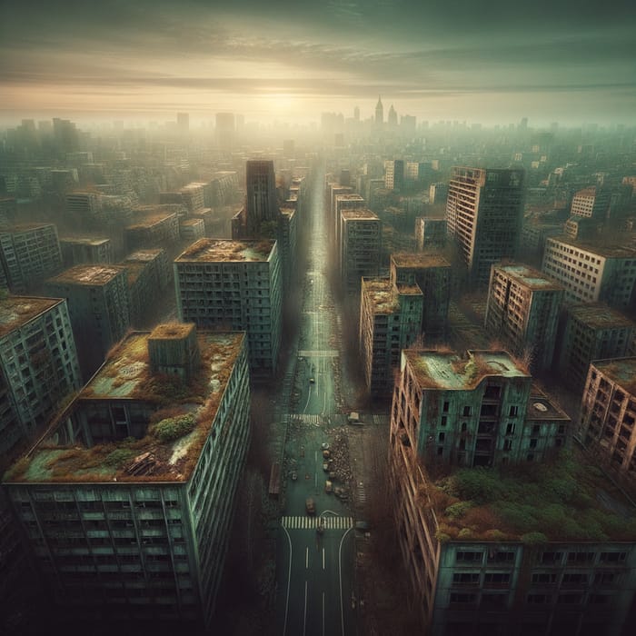 Eerie Abandoned Cityscape: Haunting Urban Decay View