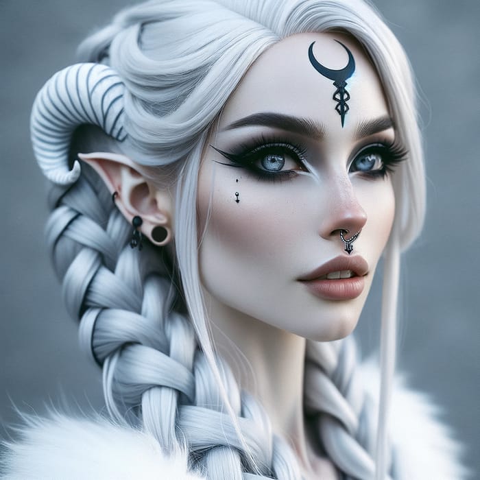Enchanting Gothic Woman with Viking Braids and Mysterious Charms