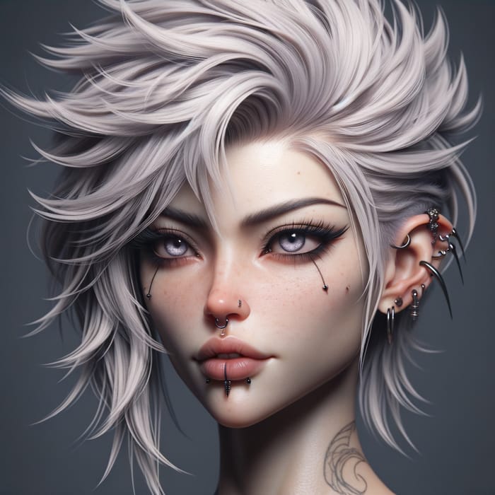 Edgy Punk Fantasy Woman with Unique Features