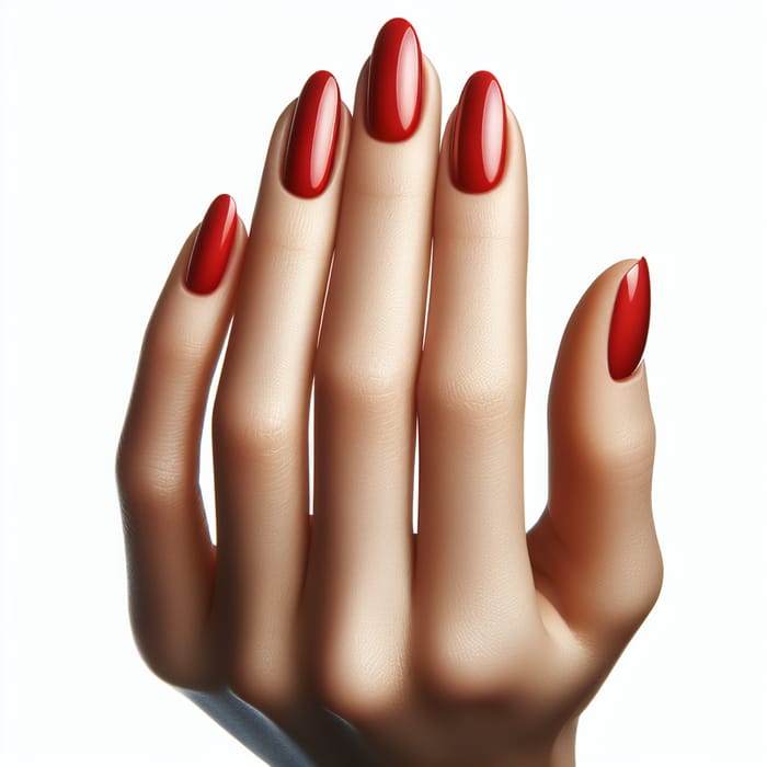 White Hand with Stunning Red Nails: Elegant Manicure
