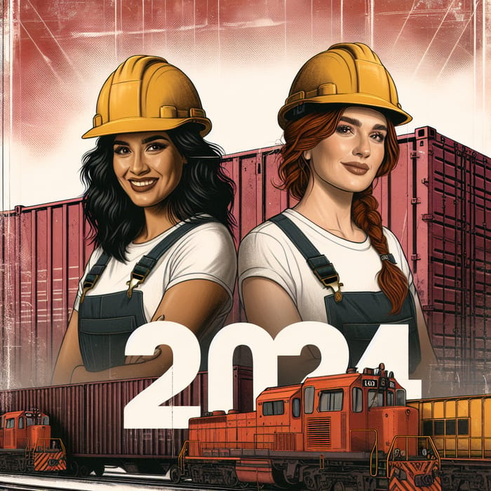 2024 Calendar Cover: Women in Yellow Helmets by Freight Train