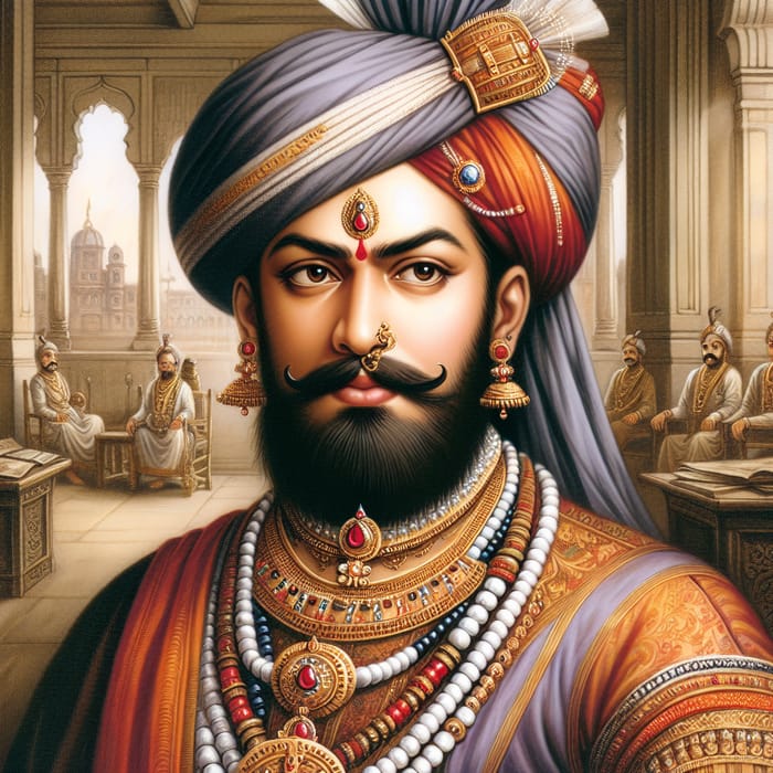 Regal Shivaji Maharaj Portrait | Maratha Indian Ruler
