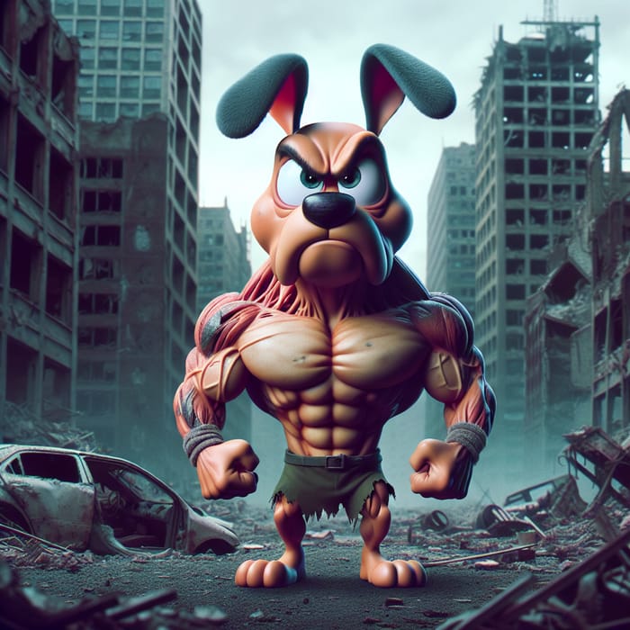 Angry Zombie Goofy: Muscled Mayhem in Ruined City