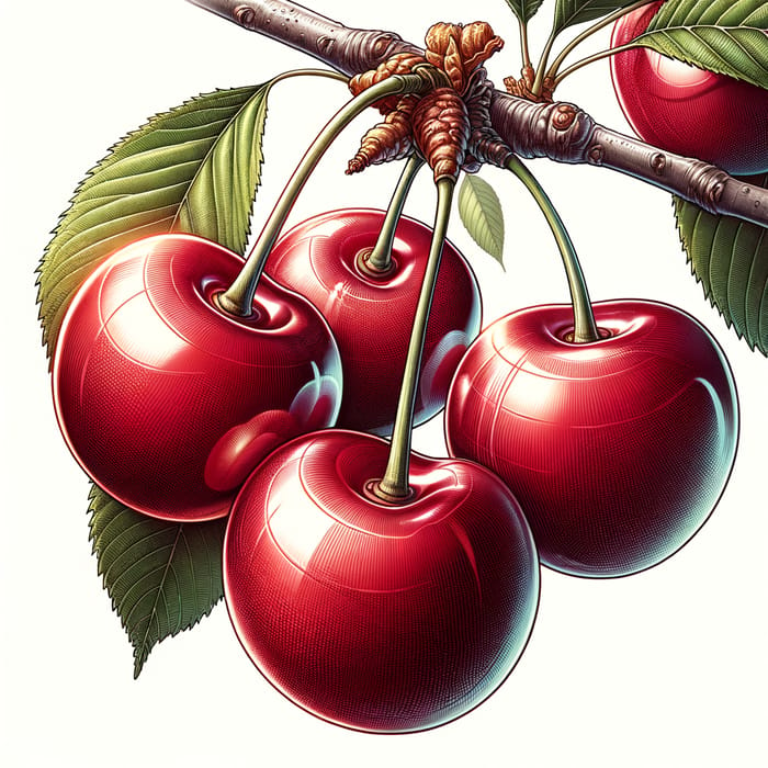 Detailed Cherry Fruits Illustration | Vibrant Close-Up View