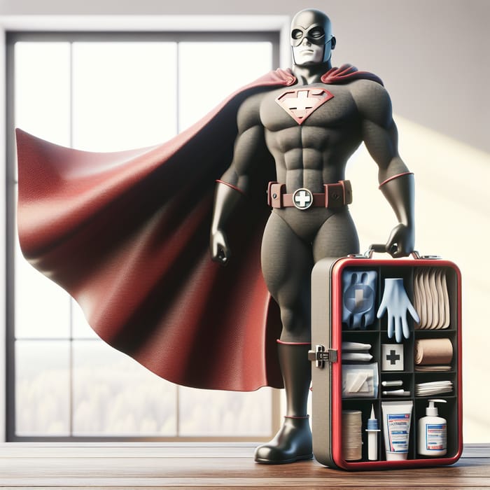 Superhero First Aid Kit with Cape, Mask, and Gloves | Emergency Preparedness