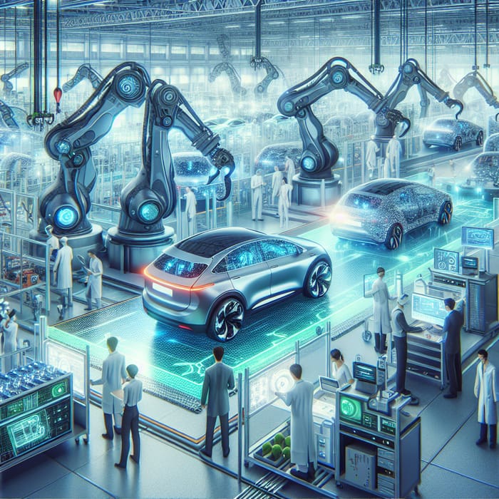 Futuristic Automotive Factory: Advanced Technology & Sustainability