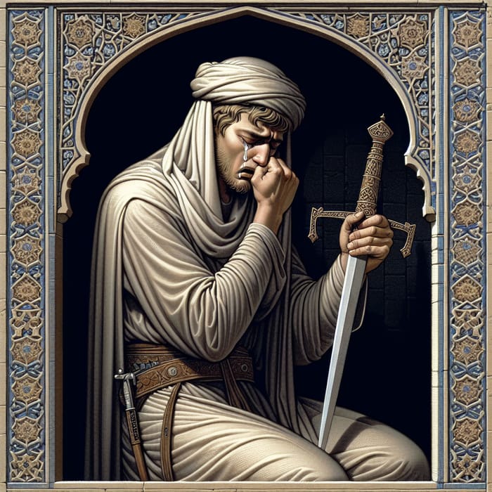 Man Praying in Pre-Islamic Era with Sword