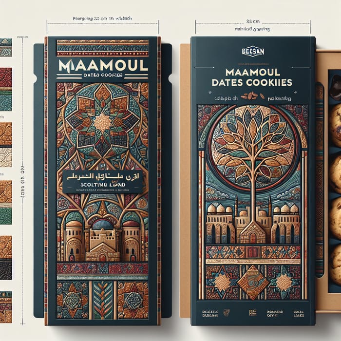 Vibrant Maamoul Dates Cookies Packaging | Cultural Tribute to Palestine