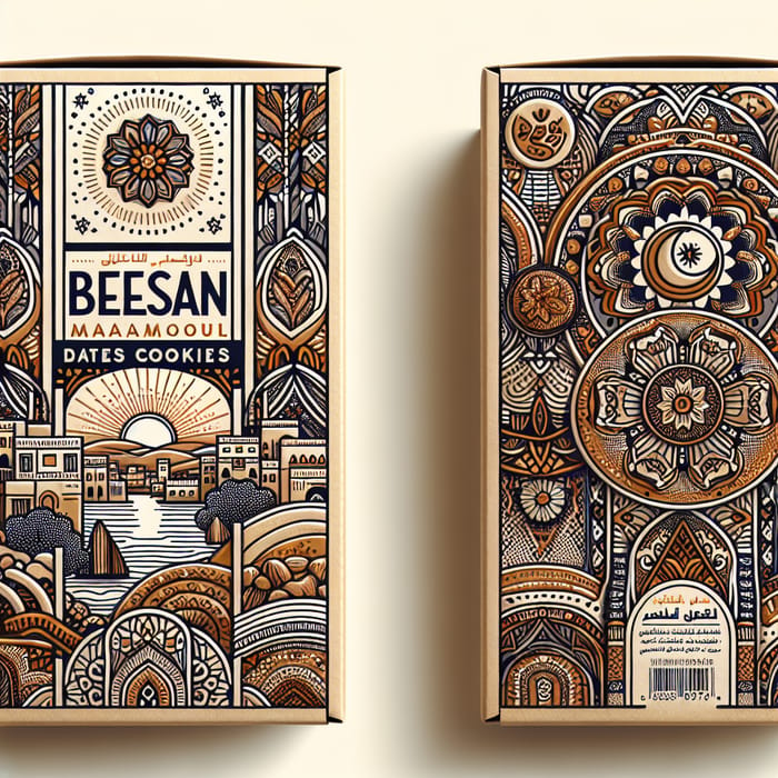 Luxurious Maamoul Dates Cookies Packaging | Vibrant Palestinian Heritage Design