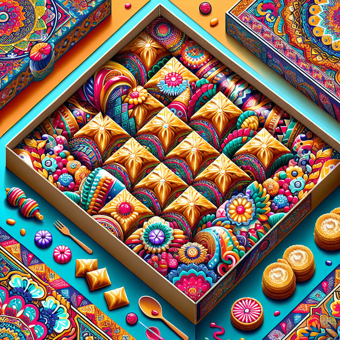 Indonesian Heritage Baklava Packaging Design with Bold Colors