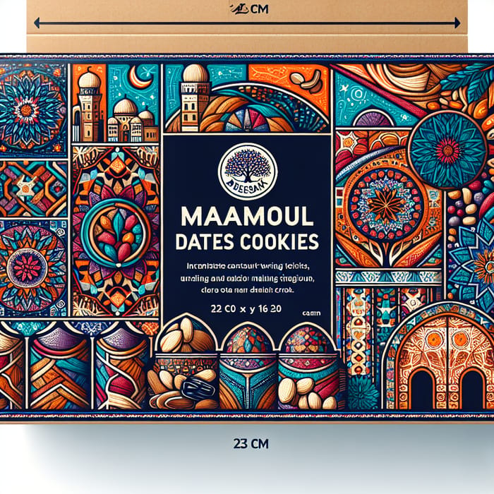Vibrant Palestinian Heritage Maamoul Dates Cookies Packaging Design
