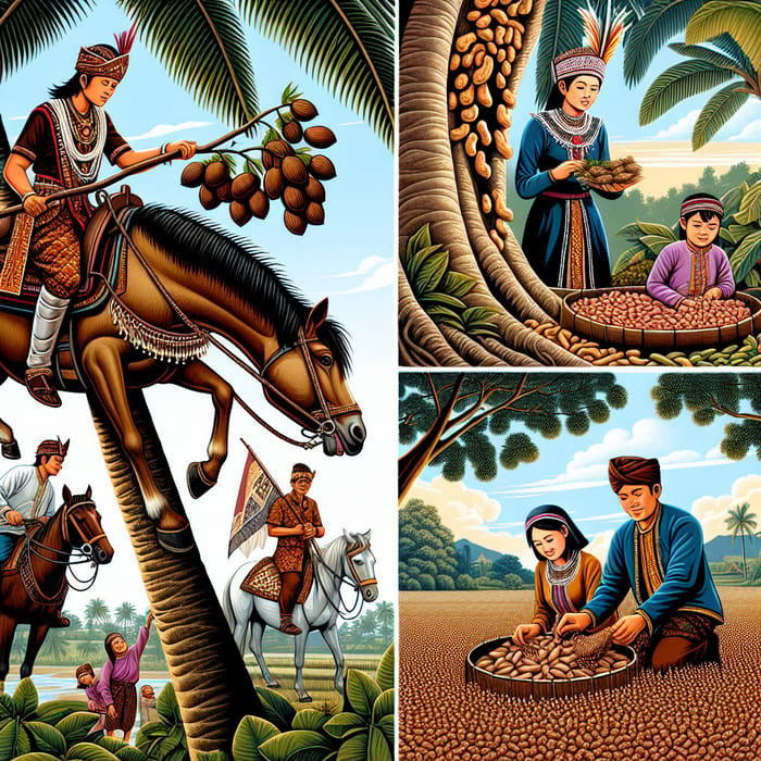 Traditional Indonesian Agriculture: Dayak Fighter, Sumba Couple, Tuban Family