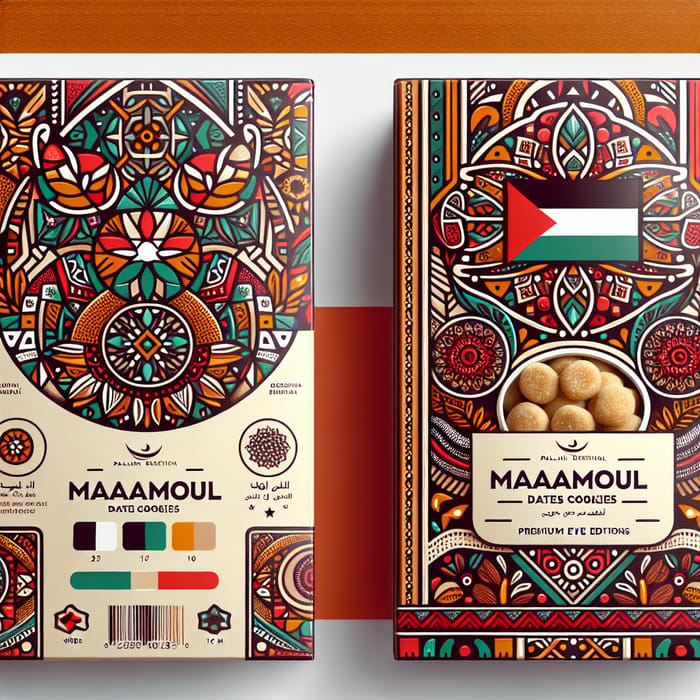 Vibrant Maamoul Dates Cookies: Palestinian Heritage Packaging Design