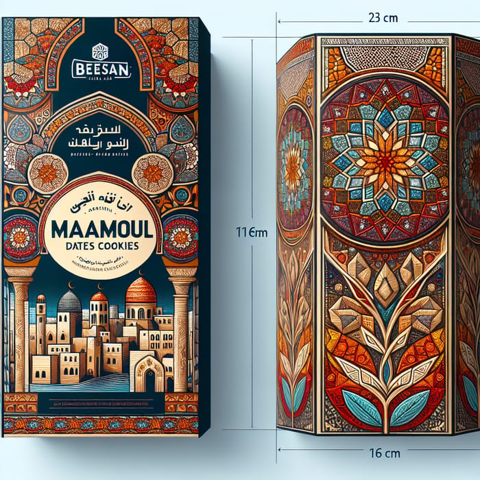 Vibrant Maamoul Dates Cookies Packaging: Cultural Tribute to Palestine