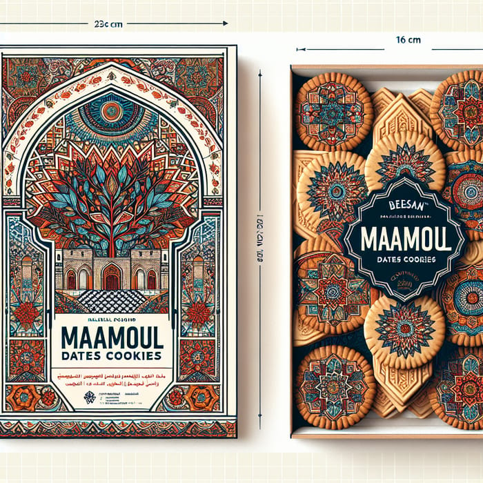 Vibrant Maamoul Dates Cookies Packaging Inspired by Palestinian Heritage