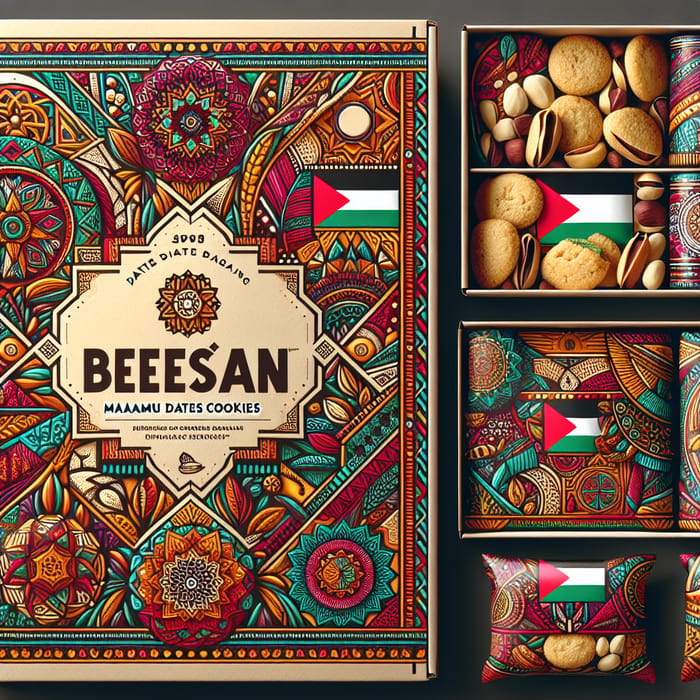 BEESAN Maamoul Dates Cookies: Vibrant Palestinian Heritage Packaging