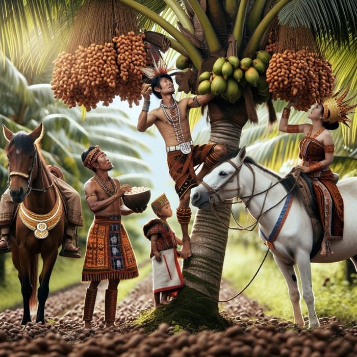 Traditional Attire and Harvesting Scenes in Various Indonesian Cultures